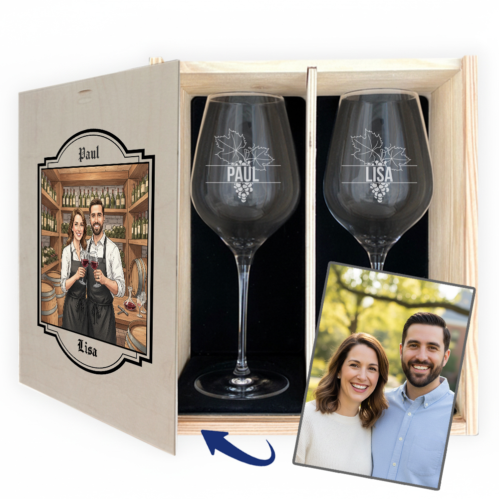 Gaveesker med 2 vinglass Gaveesker med 2 vinglass