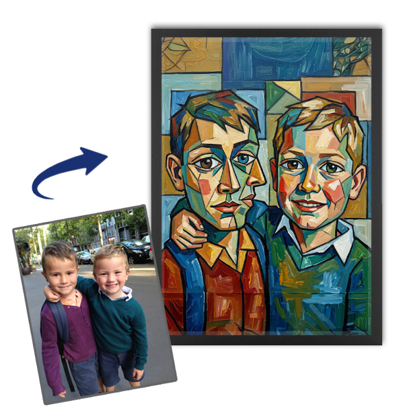 Kunstnerisk portrett i kubistisk stil Kunstnerisk portrett i kubistisk stil