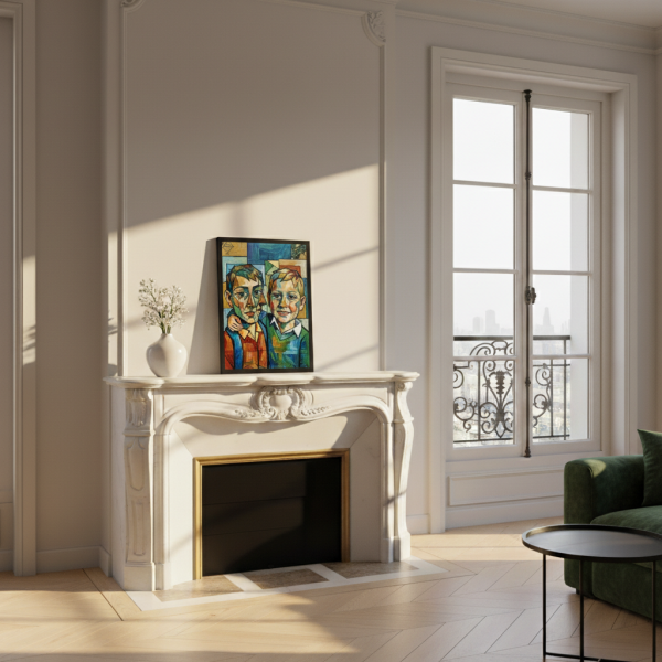 Kunstnerisk portrett i kubistisk stil Kunstnerisk portrett i kubistisk stil