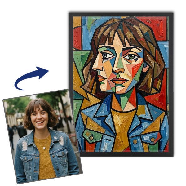 Kunstnerisk portrett i kubistisk stil Kunstnerisk portrett i kubistisk stil