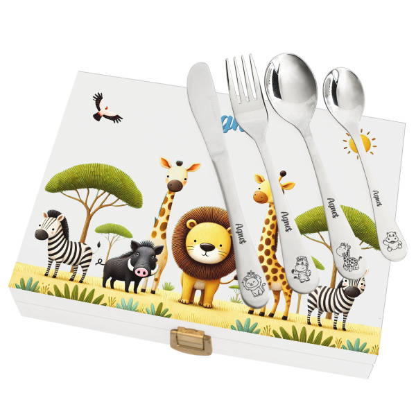 Bestikkeske for barn med safari trykk Bestikkeske for barn med safari trykk