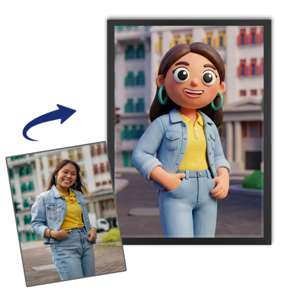 Portrett i Clay Art-stil basert på et foto Portrett i Clay Art-stil basert på et foto