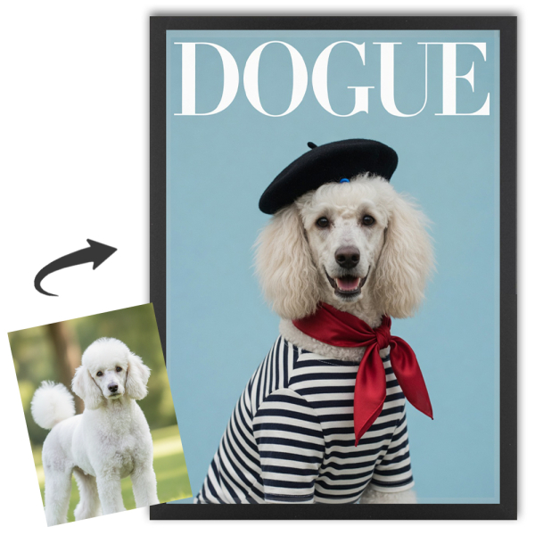 Forside av DOGUE-magasin basert på et bilde Forside av DOGUE-magasin basert på et bilde