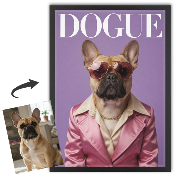 Forside av DOGUE-magasin basert på et bilde Forside av DOGUE-magasin basert på et bilde