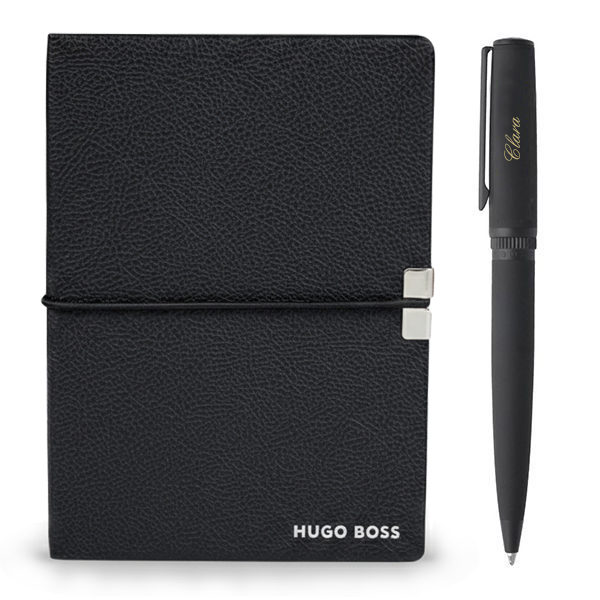 Gavesett fra Hugo Boss med notatbok og kulepenn Gavesett fra Hugo Boss med notatbok og kulepenn