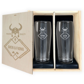 Gavesett med 2 personlige vikingølglass Gavesett med 2 personlige vikingølglass