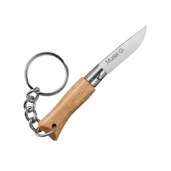 Gravert Opinel-knivnøkkelring Gravert Opinel-knivnøkkelring