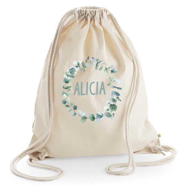 Gymbag med blomsterkransmotiv Gymbag med blomsterkransmotiv