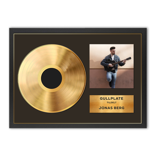 Innrammet personlig plakat med gullplate og bilde Innrammet personlig plakat med gullplate og bilde
