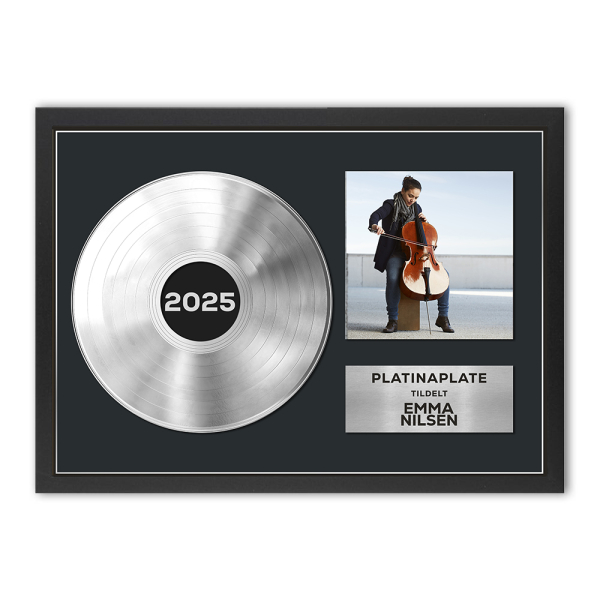 Innrammet personlig plakat med platinaplate og bilde Innrammet personlig plakat med platinaplate og bilde