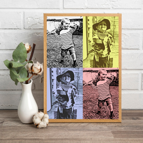 Innrammet Pop Art-plakat med 4 bilder Innrammet Pop Art-plakat med 4 bilder