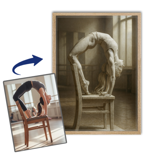Portrett i marmorstatuestil fra et foto Portrett i marmorstatuestil fra et foto