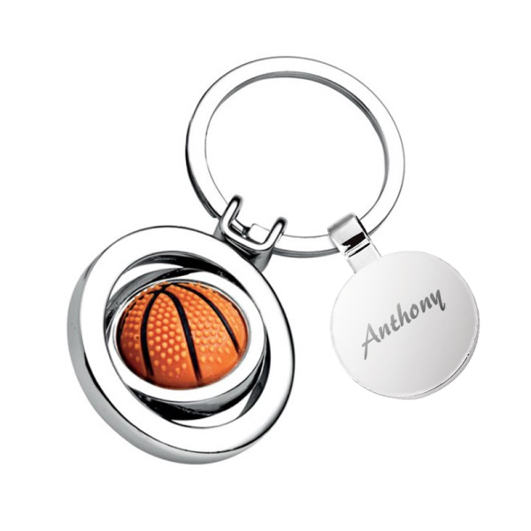 Nøkkelring med inngravert basketball Nøkkelring med inngravert basketball