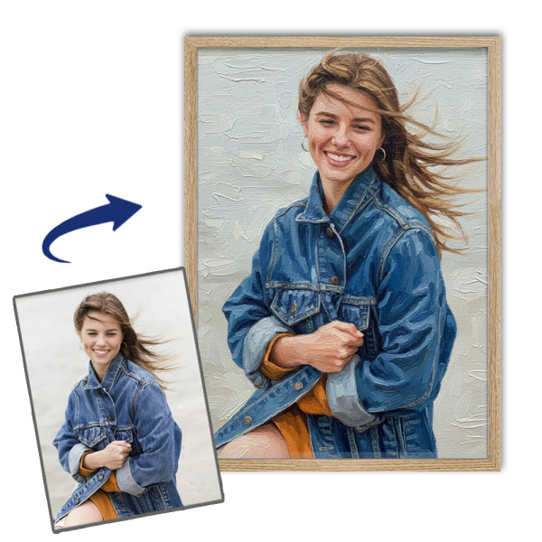 Portrett i oljemaleristil fra et foto Portrett i oljemaleristil fra et foto