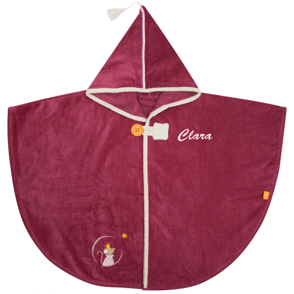 Personlig badeponcho for barn – Mørkrosa mus Personlig badeponcho for barn – Mørkrosa mus