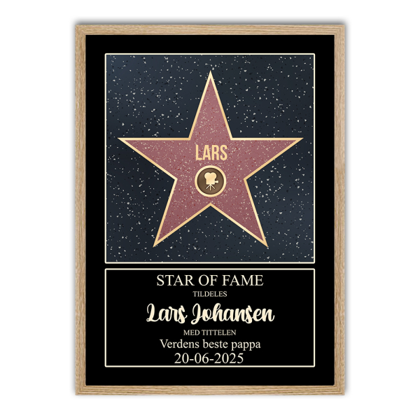 Personlig Walk of Fame-sertifikat med ramme Personlig Walk of Fame-sertifikat med ramme