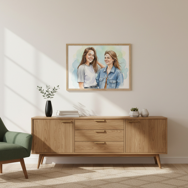 Portrett i akvarellstil etter fotomontasje Portrett i akvarellstil etter fotomontasje