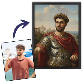 Portrett mann transformert til historisk figur Portrett mann transformert til historisk figur