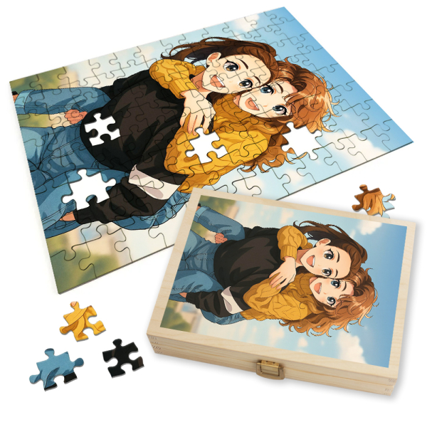 Puzzle av et bilde transformert til manga Puzzle av et bilde transformert til manga