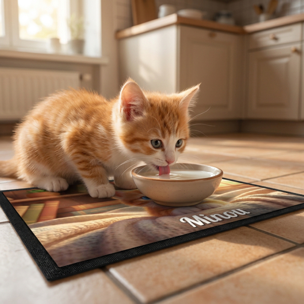 Personlig matunderlag i 3D-animert stil til hund eller katt Personlig matunderlag i 3D-animert stil til hund eller katt