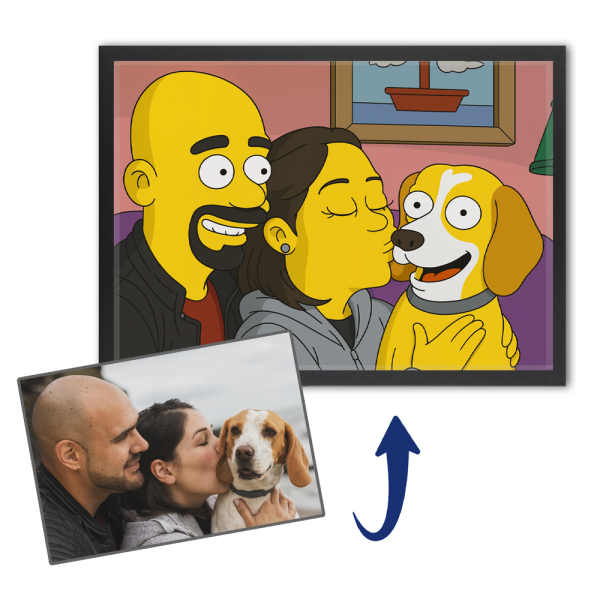Karikatur i gul tegneseriestil fra et bilde Karikatur i gul tegneseriestil fra et bilde