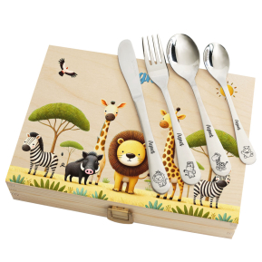 Bestikkeske for barn med safari trykk