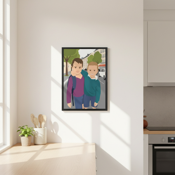Portrett i flat design etter et bilde