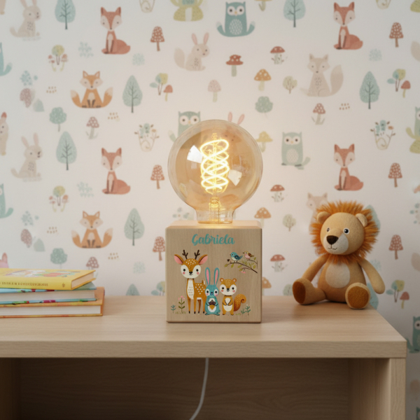 Filamentlampe med trykk fortryllet skog