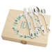 Coffret med plante-motiv og tilpassede bestikk Coffret med plante-motiv og tilpassede bestikk