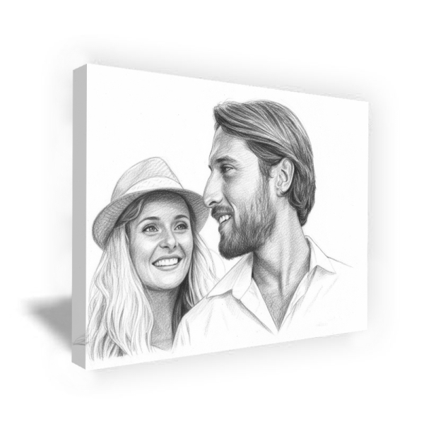 Portrett i kullstil basert p&aring; et bilde