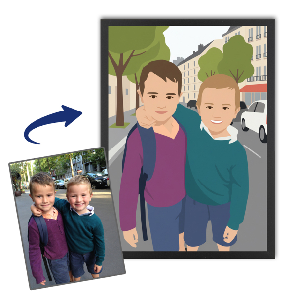 Portrett i flat design etter et bilde