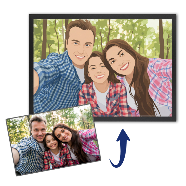 Portrett i flat design etter et bilde