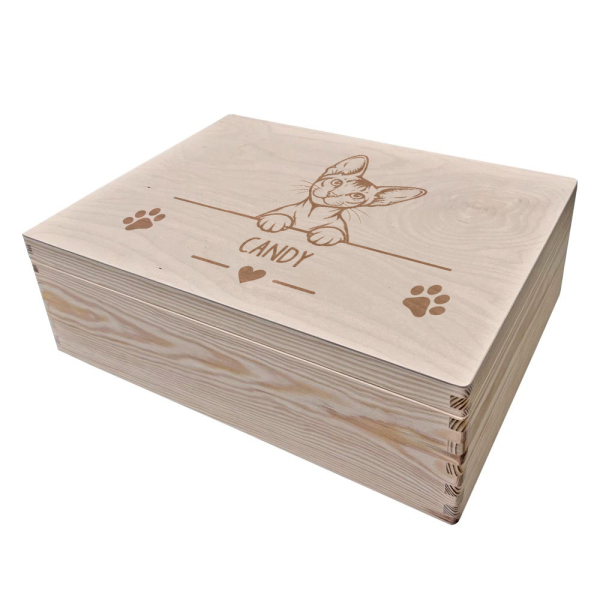 Gravert oppbevaringsboks til katt Gravert oppbevaringsboks til katt