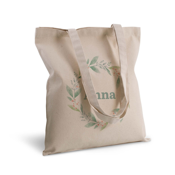 Handlenett med blomsterkransmotiv