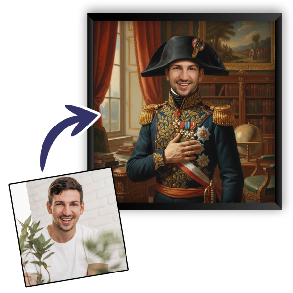 Portrett mann transformert til historisk figur Portrett mann transformert til historisk figur